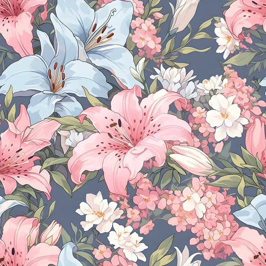 Comfortable romantic pastel floral wallpaper creates a calm visual balance.