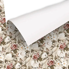Comfortable vintage crane and peony botanical wallpaper softens interior design.