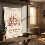 Comfortable vintage Italian kitchen food illustration art poster sticker adds warmth to interiors.