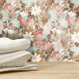 Comfortable whispering meadow vintage floral wallpaper softens room visuals.