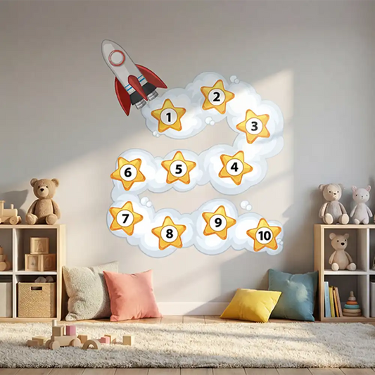 Creative Space Numbers Sticker for a unique living room wall.