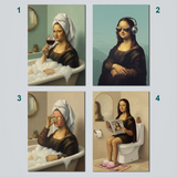 Enhance your room with funny modern Mona Lisa parody art poster sticker for wall decor.