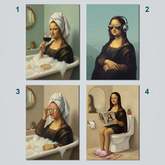 Enhance your room with funny modern Mona Lisa parody art poster sticker for wall decor.