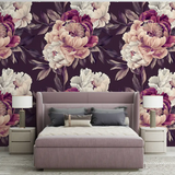 Enhance your room with plum purple floral wallpaper sticker for wall decor.