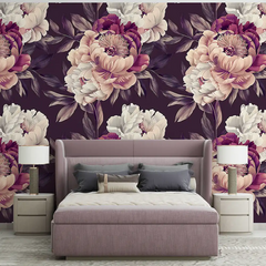 Enhance your room with plum purple floral wallpaper sticker for wall decor.