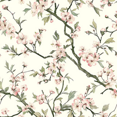 Enhance your room with soft pink sakura botanical wall mural sticker for wall decor.