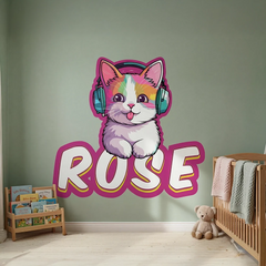 Personalized Kitty Wall Sticker – Custom Kids Bedroom Nursery Removable Decal