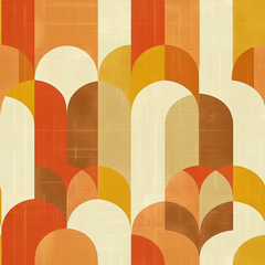 Custom Retro Orange and Mustard Geometric Wall Mural for your kitchen.