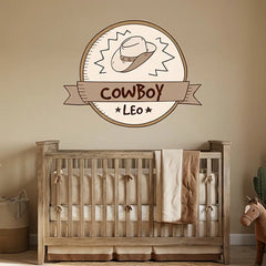 Custom Name Cowboy Wall Sticker – Western Boys Room Personalized Kids Decal
