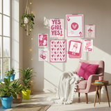 Cute pink girly aesthetic collage art poster sticker brings playful charm to your home.