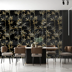 Durable black and gold bamboo wallpaper sticker for wall decor ensures lasting beauty.