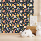 Durable colorful houses and floral kids room nursery wallpaper lasts long.