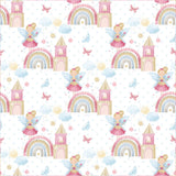Durable fairy princess rainbow castle kids room wallpaper suits daily use.