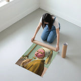 Durable funny girl with a pearl earring parody bathroom art poster sticker ensures lasting decor.