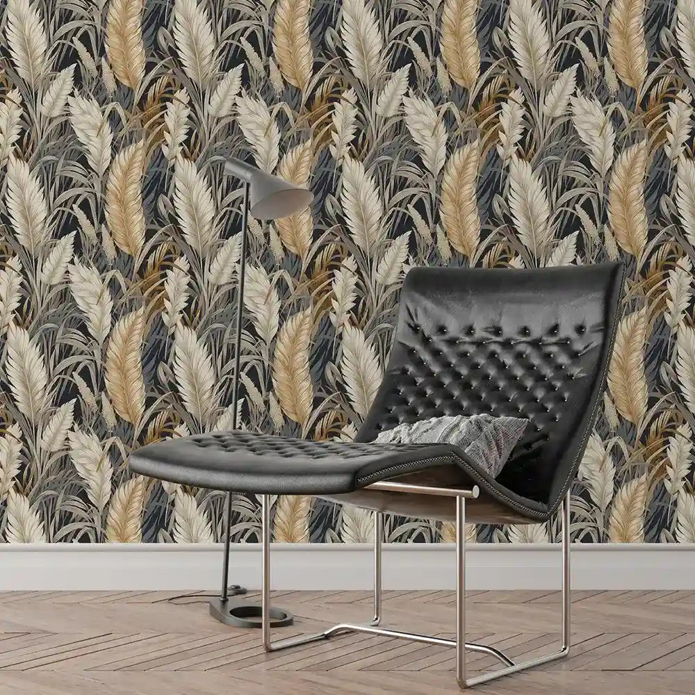 Durable golden palm luxury tropical wallpaper delivers strong visual impact.