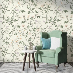 Durable ivory botanical vine wallpaper sticker ensures lasting visual elegance.