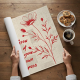 Durable minimal red floral motivational quote art poster sticker ensures lasting style.