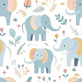 Durable pastel baby elephant kids room nursery wallpaper works long term.