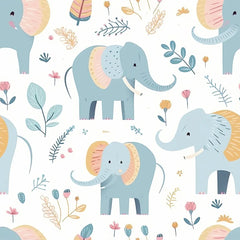 Durable pastel baby elephant kids room nursery wallpaper works long term.