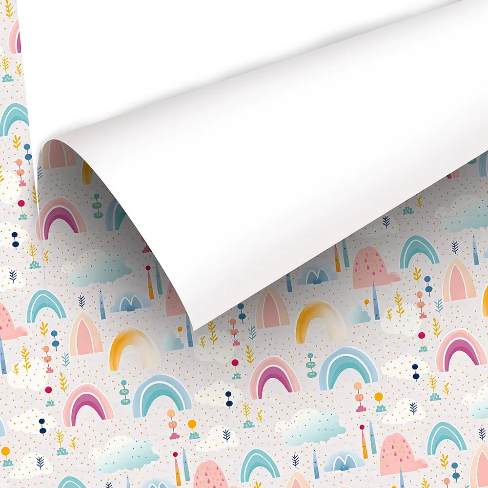 Durable pastel rainbow and cloud kids room nursery wallpaper suits everyday use.