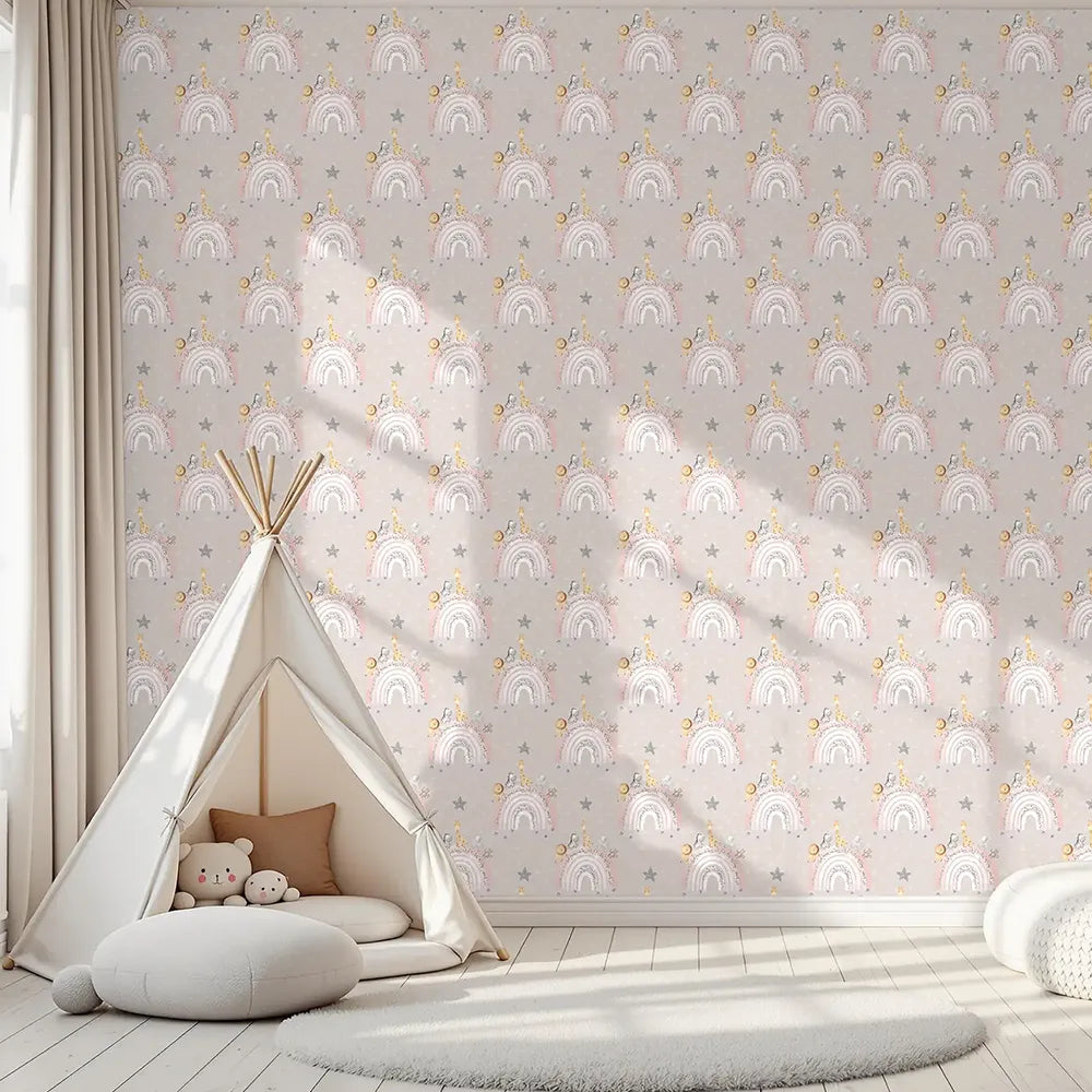 durable pastel safari rainbow kids room wallpaper rainbow wall sticker