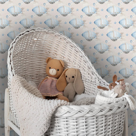 durable pastel zeppelins stars baby room wallpaper sky wall sticker