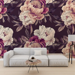 Durable plum purple floral wallpaper sticker for wall decor ensures lasting beauty.