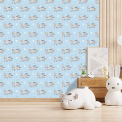 Durable vintage airplane soft pastel kids room wallpaper, playroom sticker.