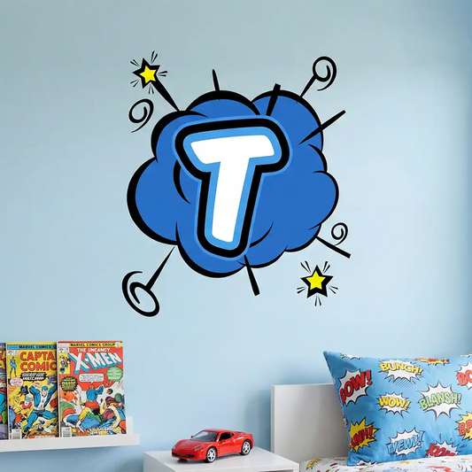 Elegant Blue Letter Custom Sticker for your living room decor.