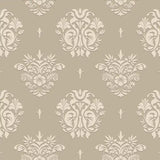 Elegant damask wallpaper in deep burgundy, luxurious classic bedroom statement wall