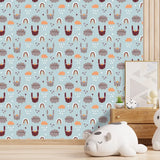 Elegant dreamy bunny and rainbow kids room nursery wallpaper suits calm interiors.