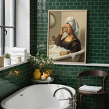 Elegant funny modern Mona Lisa parody art poster sticker transforms feature walls.
