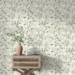 Elegant ivory botanical vine wallpaper sticker for feature wall looks premium.
