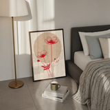 Elegant minimal red floral motivational quote art poster sticker transforms interiors.