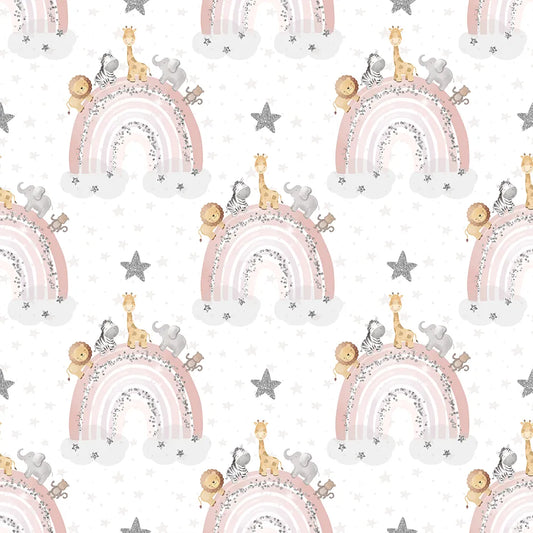 elegant pastel safari rainbow kids room wallpaper nursery wall sticker
