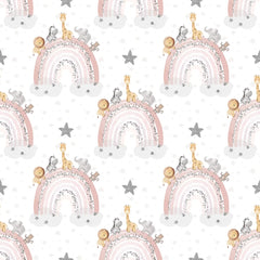 elegant pastel safari rainbow kids room wallpaper nursery wall sticker
