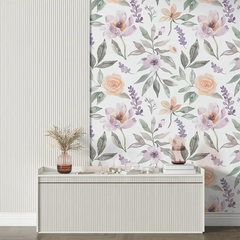 Elegant pastel watercolor floral wallpaper sticker transforms feature walls gracefully.