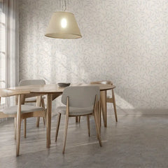 Elegant soft harmony minimal leaf wallpaper defines subtle feature walls.