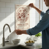 Elegant vintage Italian kitchen food illustration art poster sticker transforms kitchens.