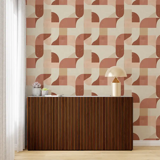 Feature wall Terracotta Mid Century Modern Wallpaper for your home.