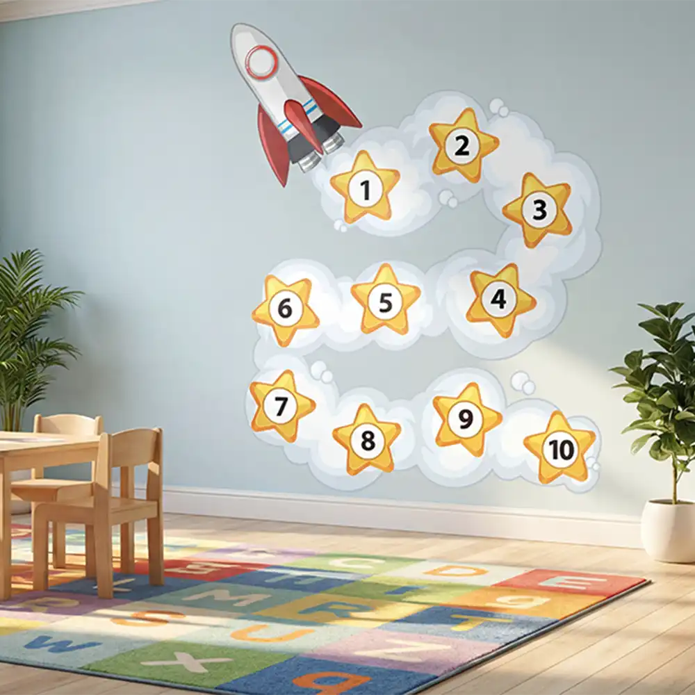 Fun Space Numbers Sticker for your bedroom wall decor.