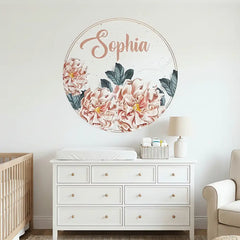 Floral Name Wall Decal – Personalized Girls Room Nursery Removable Sticker