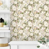 Ivory bloom elegant floral wallpaper delivers a refined luxury aesthetic.
