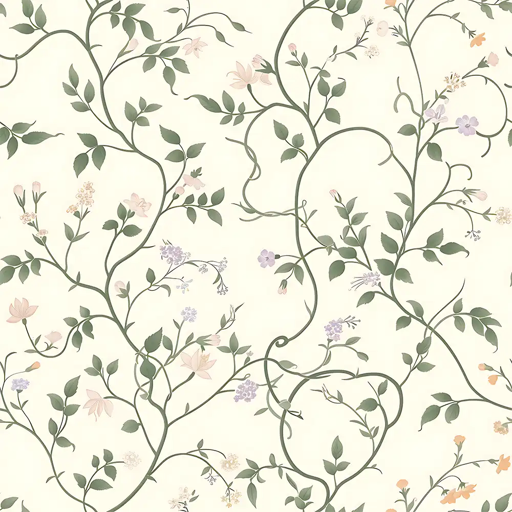 Enhance your room with ivory botanical vine wallpaper sticker for wall decor.