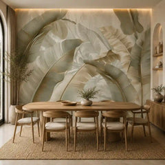 Ivory tropical peel-and-stick mural close-up texture showing print and canvas finish