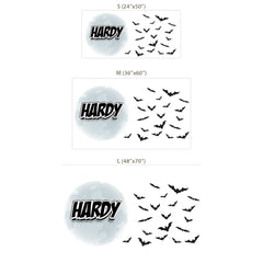Custom Name Bat Moon Wall Sticker – Halloween Kids Room Personalized Decal