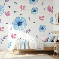 Pastel Floral Wall Decals – Soft Girls Room Nursery Peel-and-Stick Sticker Set
