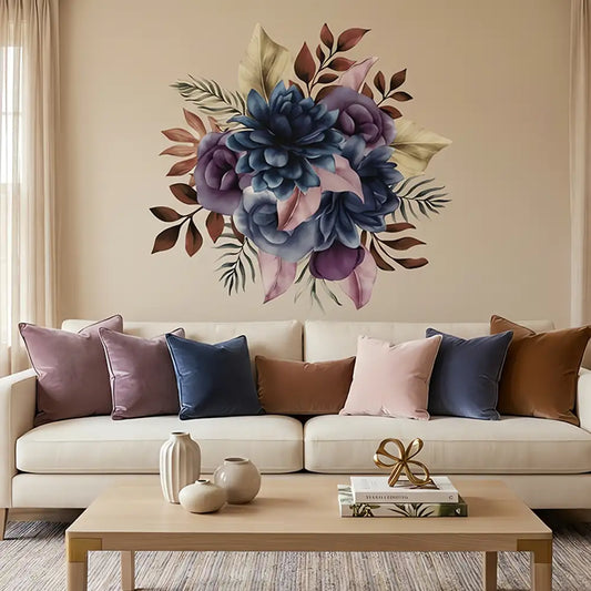 Blue Purple Floral Wall Sticker