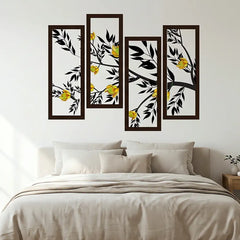 Modern Leaf Panel Wall Decal – Botanical Bedroom Living Room Removable Sticker