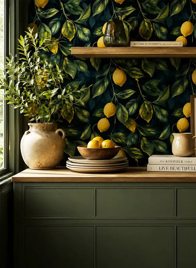 Designer wallpaper specified for a commercial interior